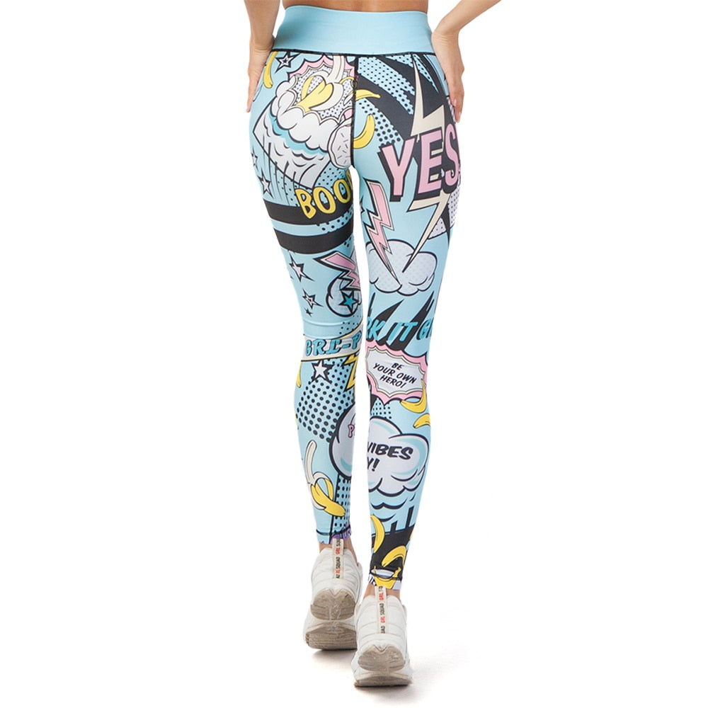 Seamless Cartoon Print Yoga Pants